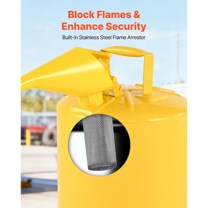 SucceBuy Safety Can 5 Gal Type I Yellow Safety Can for Diesel with Self-Closing Lid and PE Funnel Storage