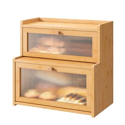 Bread Box for Kitchen Countertop Double Layer Large