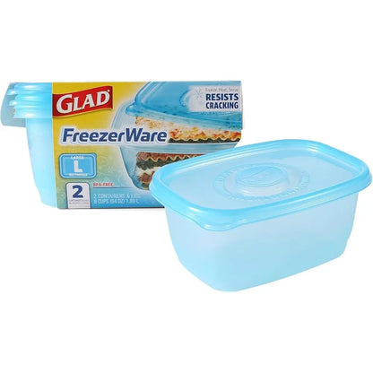 Ware FreezerWare Food Storage Containers with Lids, Small Rectangle BPA Free Plastic for Freezing Soups and Meal Prep, Crack
