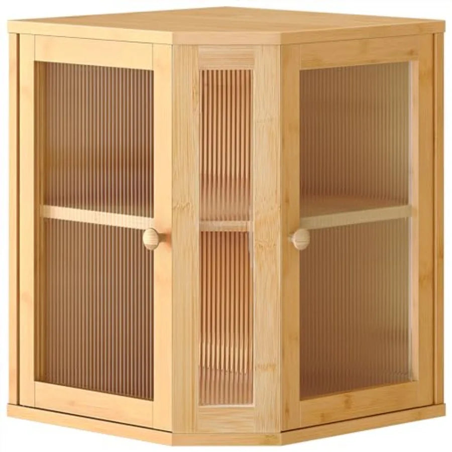 Bamboo Countertop Corner Bread Box Large Capacity 2-Tier