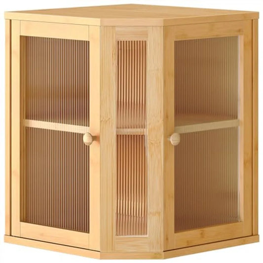 Bamboo Countertop Corner Bread Box Large Capacity 2-Tier