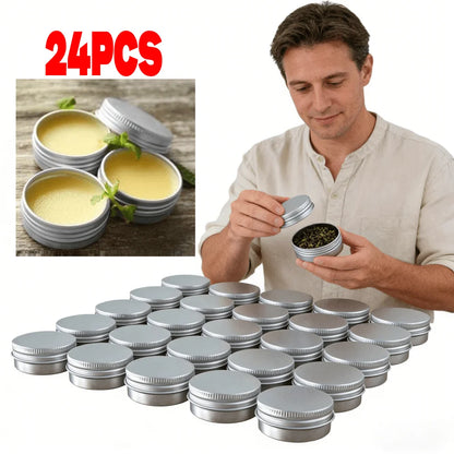 24PCS Screw Top Round Aluminum Tin Cans Jar Containers with Screw Cap for Lip Balm Cosmetic Candles Salve Make Up Eye Shadow