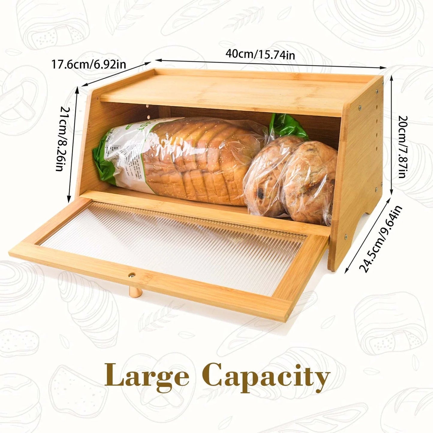 Bamboo Bread Box Airtight, Farmhouse Corner Bread Storage Container for Kitchen Countertop, Toast Holder, Rustic Home Decor