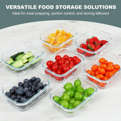 10-Pack 22 oz Glass Meal Prep Containers with Lids, Airtight BPA-Free Lunch Boxes, Microwave and Freezer Safe