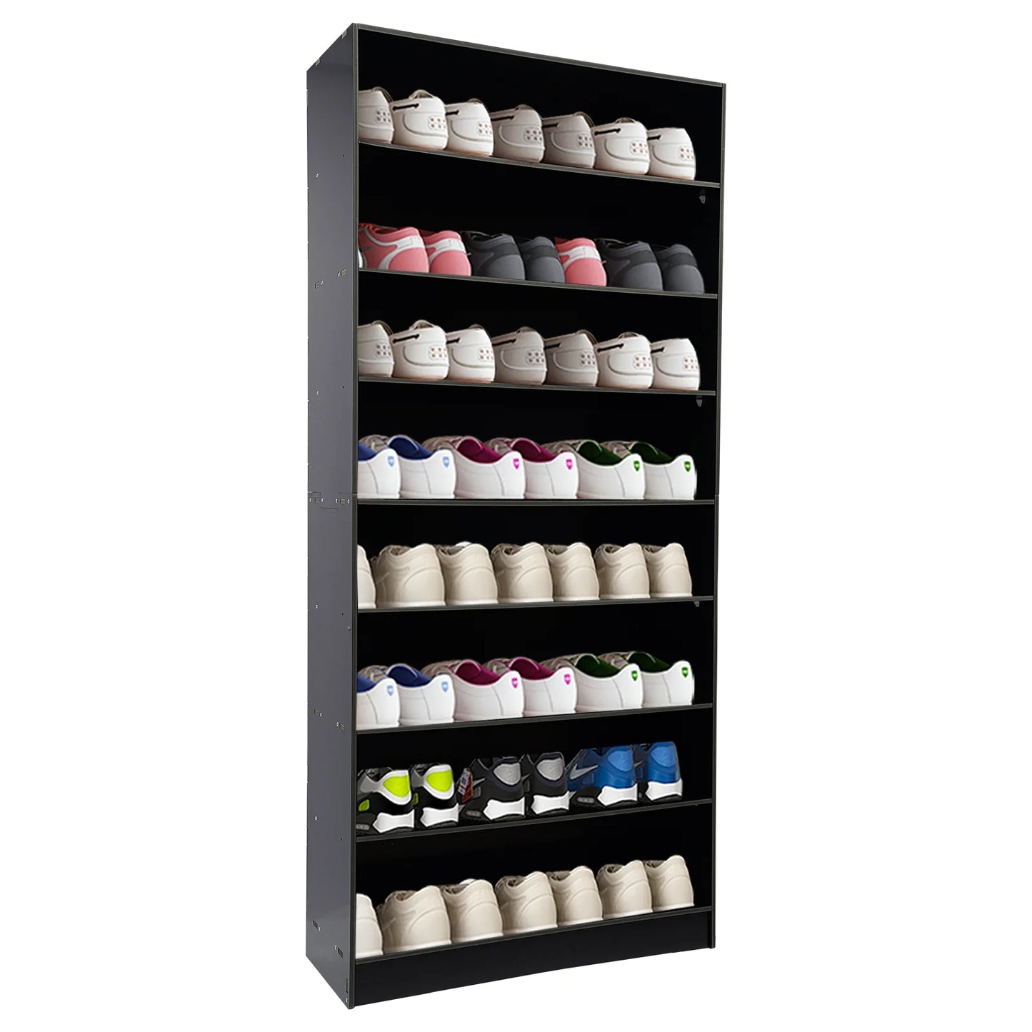 80cm Shoe Organizer 8 Tiers Shoe shelf Shelves Organizers Storage Cabinet White/Black For Storing Shoes, Trainers, sandals