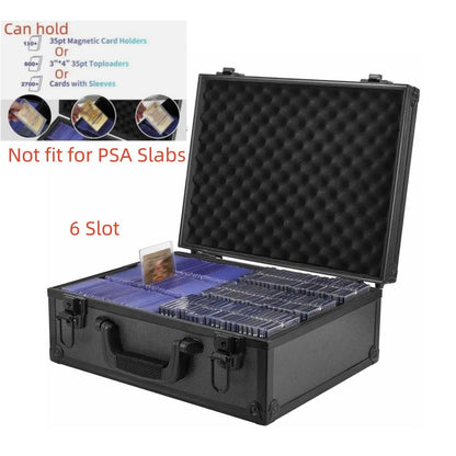 6 Slot Empty Graded Trading Card Case Travel Storage Box for 3"x4" Toploaders Magnetic Card Holders (Not Fit For PSA SLABS)