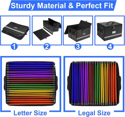 Fireproof Document Organizer Box with Lock, Portable File Storage Container for Home Office