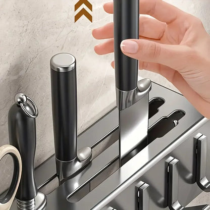 60cm Wall-mounted Kitchen Organizer Shelf Spice Storage Rack Kitchen Knife Holder Wall Seasoning Chopstick Spoon Shovel Storage
