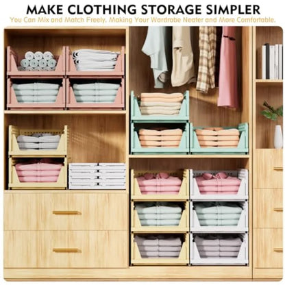 Stackable Closet Organizer Box, Multifunctional and Foldable Closet Storage Basket for Bathroom Kitchen Laundry Room Wardrobe S