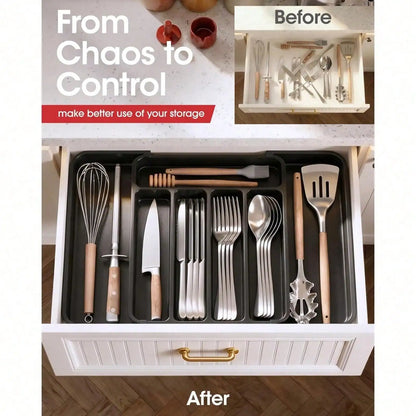 Kitchen tableware storage expert Extra Large Expandable Silverware Organizer