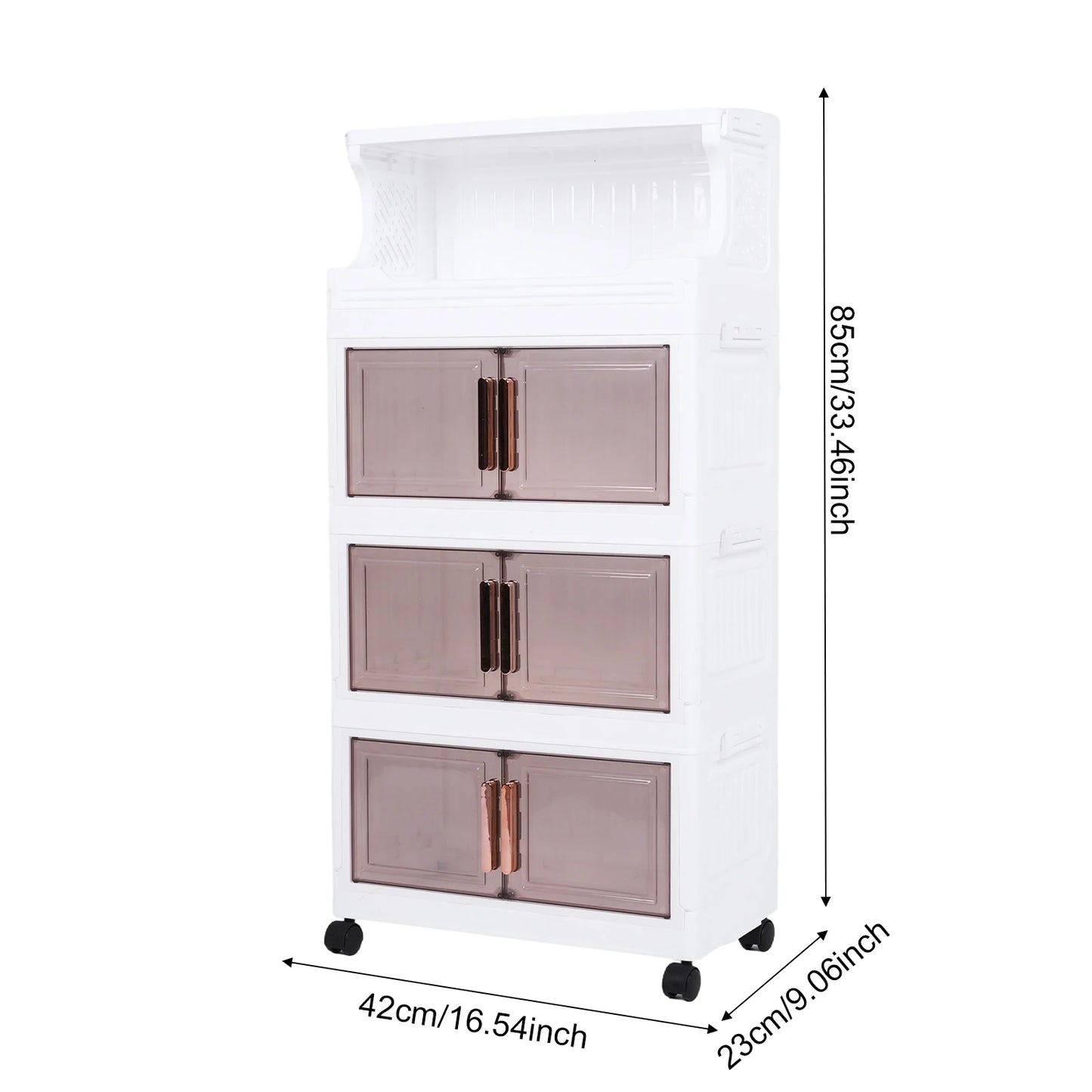 3/4-Tier Stackable Storage Boxes Heavy-Duty Plastic Storage Cabinet Foldable Organization with Door and Wheels Storage Container