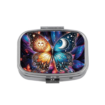 Cute Cats Pill Box Divided Metal Square Animals Tiger Birds Pill Box Travel Portable Medicine Case
