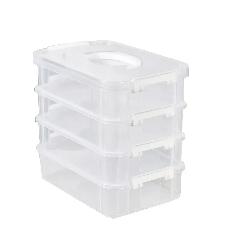 4 Layers Stackable Desk Storage Organizer Transparent Plastic