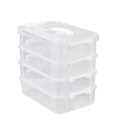 4 Layers Stackable Desk Storage Organizer Transparent Plastic