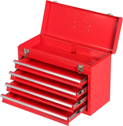 Portable Steel Tool Chest with Drawers,20.6" 4-Drawer Box Storage Organizer Cabinet Metal Toolbox with Ball Bearing Slides