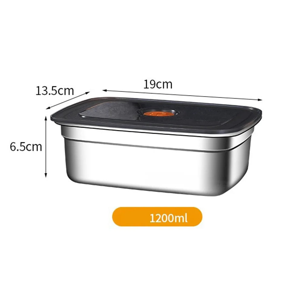 Stainless Steel  Large Capacity Refrigerator Freezer Storage Box Sealed Microwave Suitable Leak-proof Box