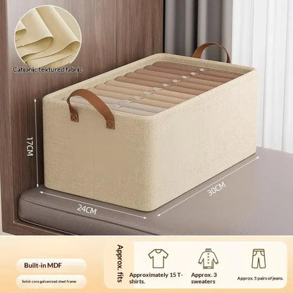Foldable Fabric Storage Box for Home Use Wardrobe Organizer for Clothes and Pants Layered Storage Solution