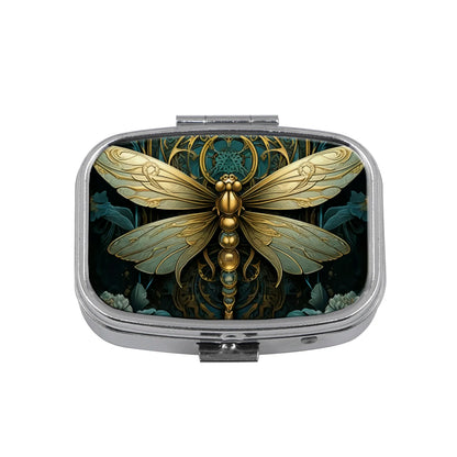 Cute Cats Pill Box Divided Metal Square Animals Tiger Birds Pill Box Travel Portable Medicine Case