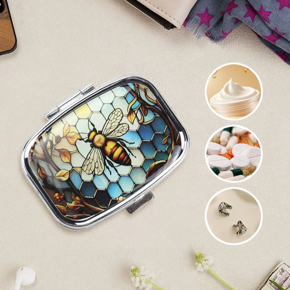 Travel Small Pill Box 2 Compartment Medicine Pill Case Portable Pill Container To Hold Vitamins Fish Oil Supplements Meds Tablet
