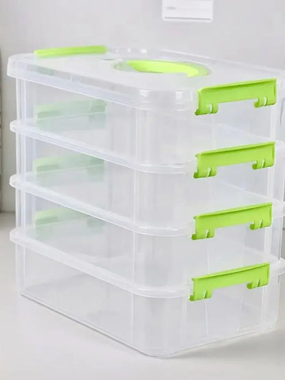 4 Layers Stackable Desk Storage Organizer Transparent Plastic