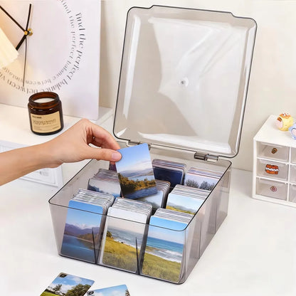 1pc nine grid transparent/semi transparent black card storage box multifunctional greeting card trading toy card display box