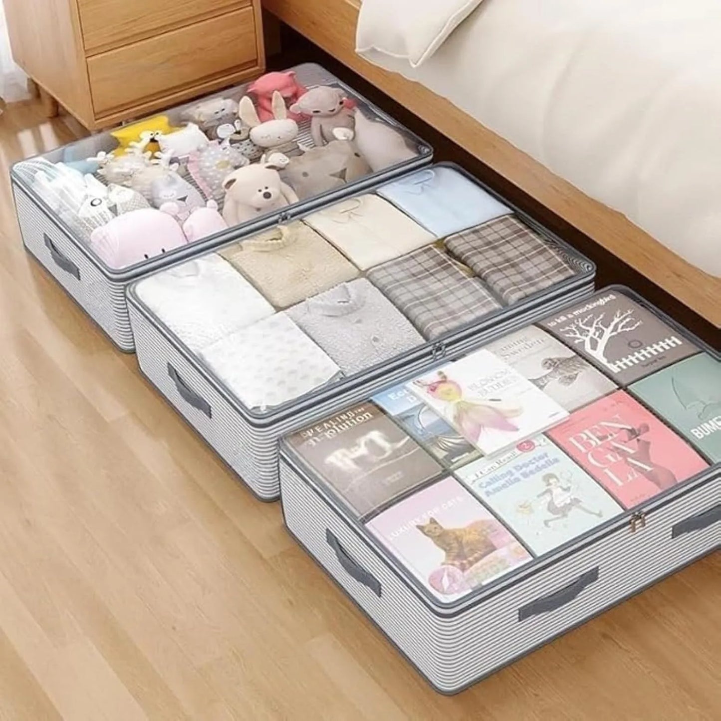 1pcs Under-Bed Drawer Storage Box, Flat Low-Profile Design with Sealed Lid, Spacious Capacity, Suitable for Clothing Toy Bedroom Clutter Reduction Long-Term Storage or Space-Efficient Organization