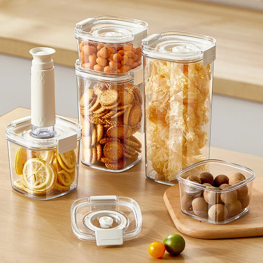 Vacuum Sealed Tank Coffee Beans Vacuum Jar Kitchen Cereals Storage Box Airtight Container Moisture-Proof Sealed Canister for Tea
