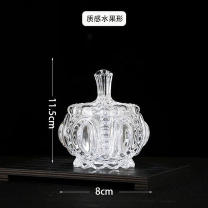 European Diamond Striped Glass Storage Jar Nut Candy Box Crystal Glass Jar with Lid Aromatherapy Candlestick Food Container