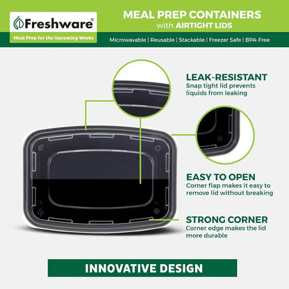 50 Pack BPA-Free Meal Prep Containers with Lids, Stackable, Microwave/Dishwasher/Freezer Safe (16 oz)