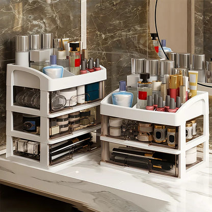 Multi-Layer Cosmetic Organizer Box with Drawers – Large Desktop Storage for Makeup, Jewelry & Skincare, No Assembly