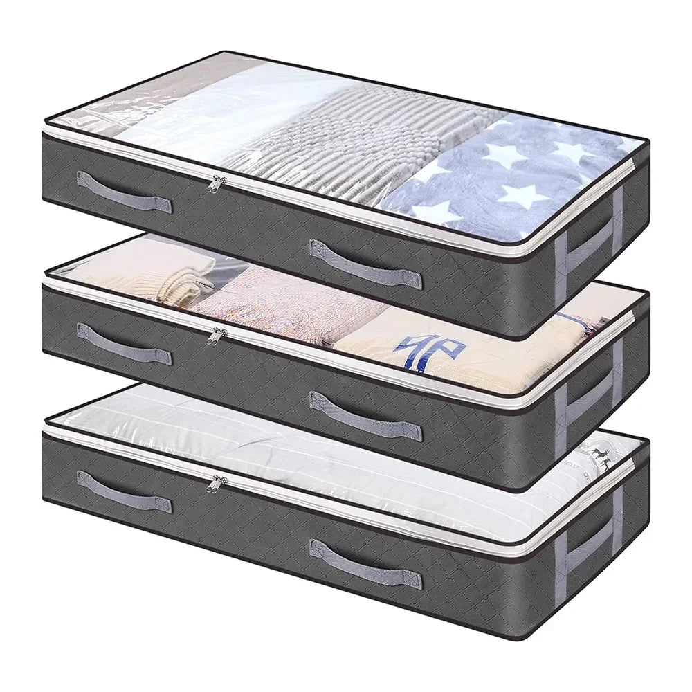 Foldable Under Bed Storage Containers with Clear Window Underbed Toy Organizers and Clothing Storage Bags Closet Storage Bins