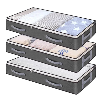 Foldable Under Bed Storage Containers with Clear Window Underbed Toy Organizers and Clothing Storage Bags Closet Storage Bins