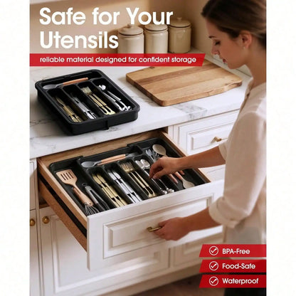 Kitchen tableware storage expert Extra Large Expandable Silverware Organizer