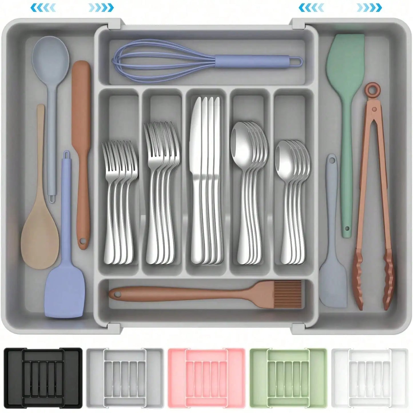 Kitchen tableware storage expert Extra Large Expandable Silverware Organizer
