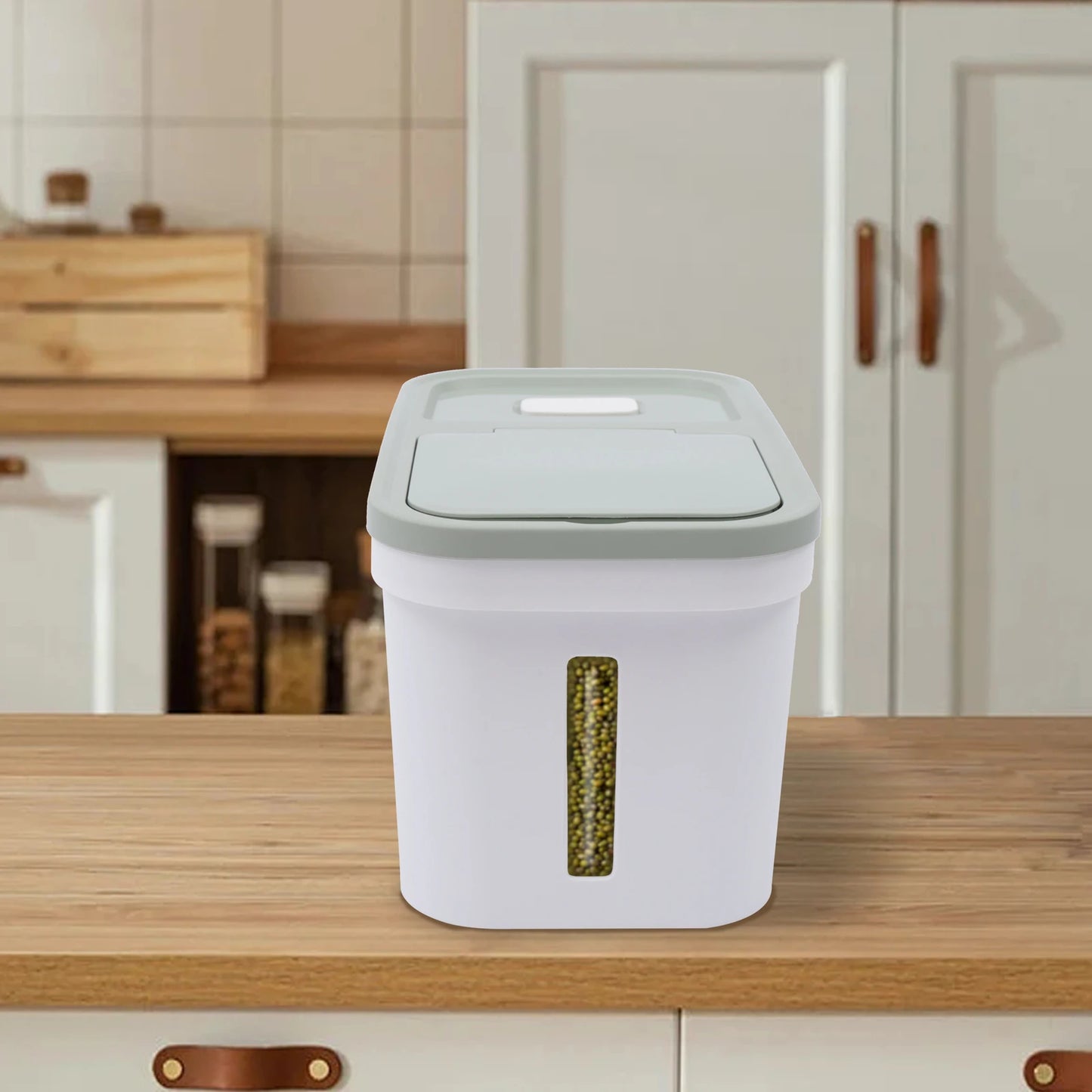 Airtight Rice Storage Container 22 Lbs Food-Grade PP Grain Dispenser with Measuring Cup for Rice Beans Flour & Dry Food