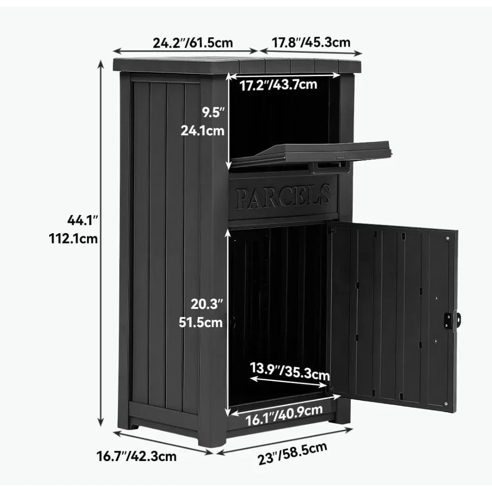 secure outdoor waterproof parcel storage box with lockable security system