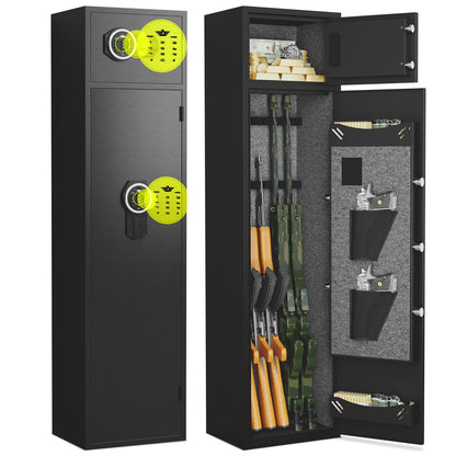 kavey 2 In 1 Gun Safes，4-5 Digital Rifle safe with Adjustable Gun Racks & Pistol Holder, Double Storage Gun Cabinet