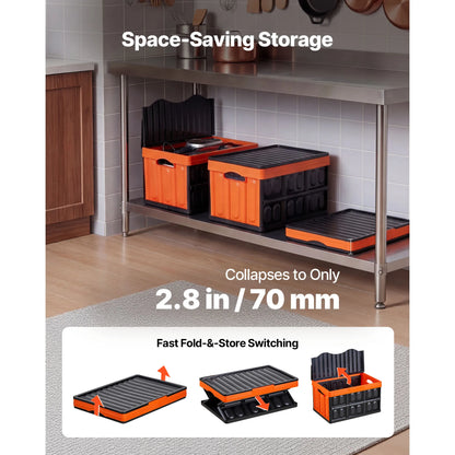 SucceBuy 45L 3Packs Plastic Collapsible Storage Bins with Lids Stackable Folding Storage Crates Baskets for Home Organizing