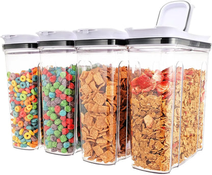 Airtight Food Storage Containers Set, 4L/135.2oz BPA-Free Plastic Canisters for Cereal, Rice, Flour & Dry Food