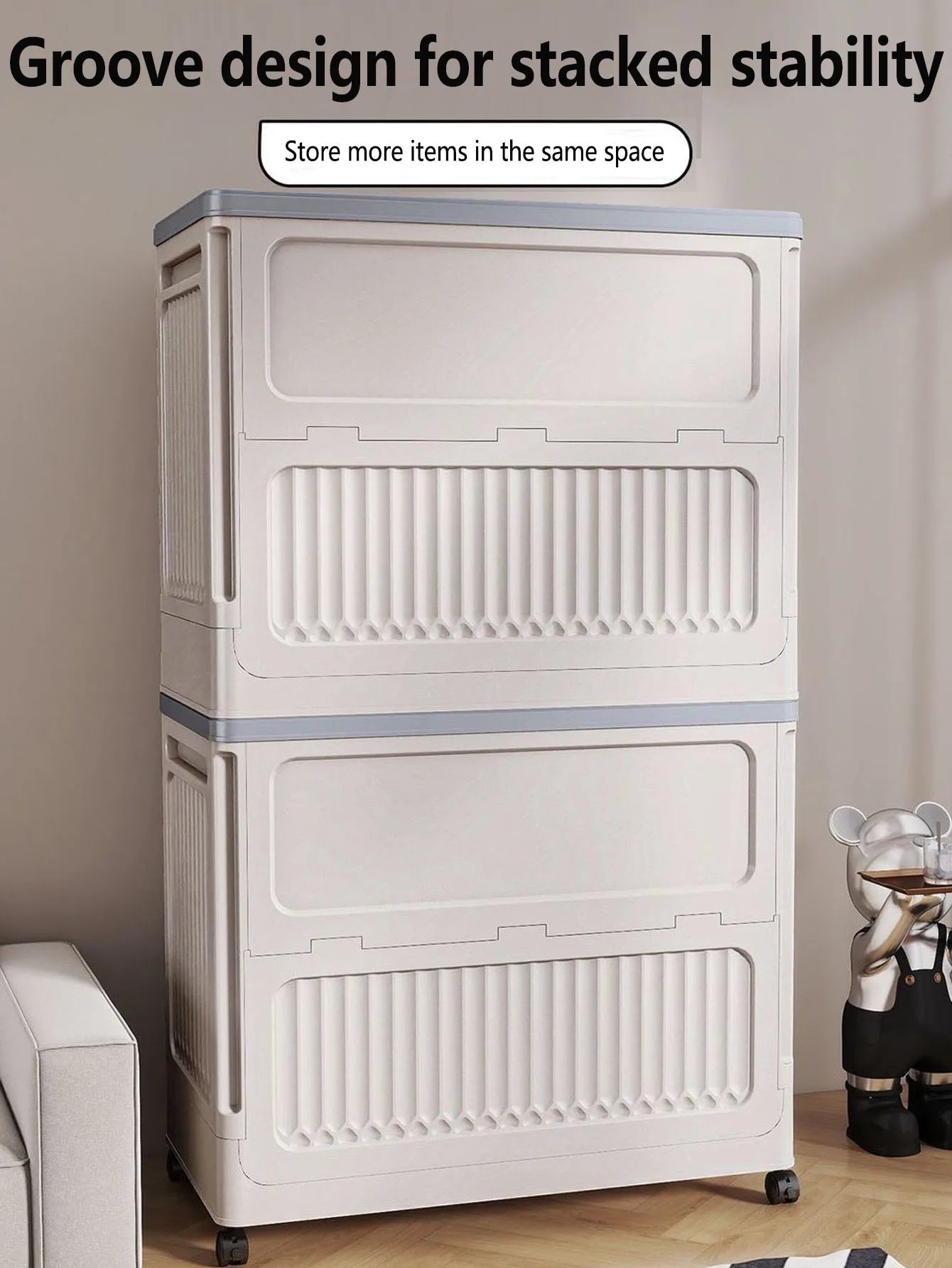 Foldable Large Capacity Doll Storage Basket Toy Organizer with Wheels for Plush Toys Home Organization Essential