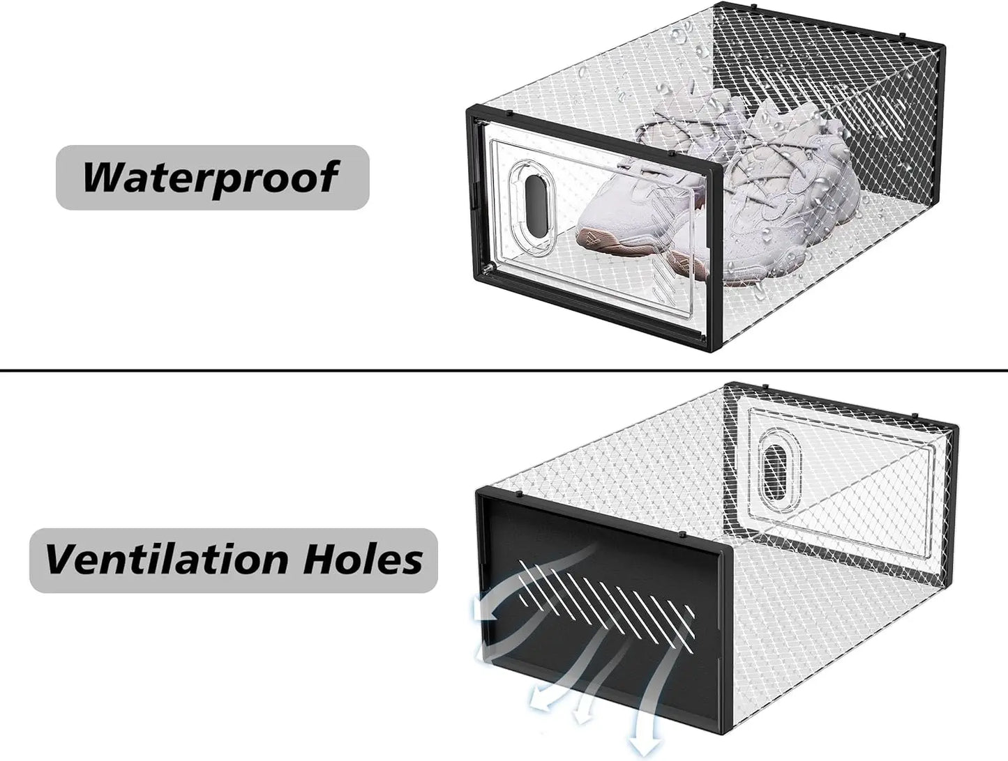 Clear Stackable Shoe Box Organizer with Lids, 12 Pack for Closet Storage, Fits Size 10 Shoes