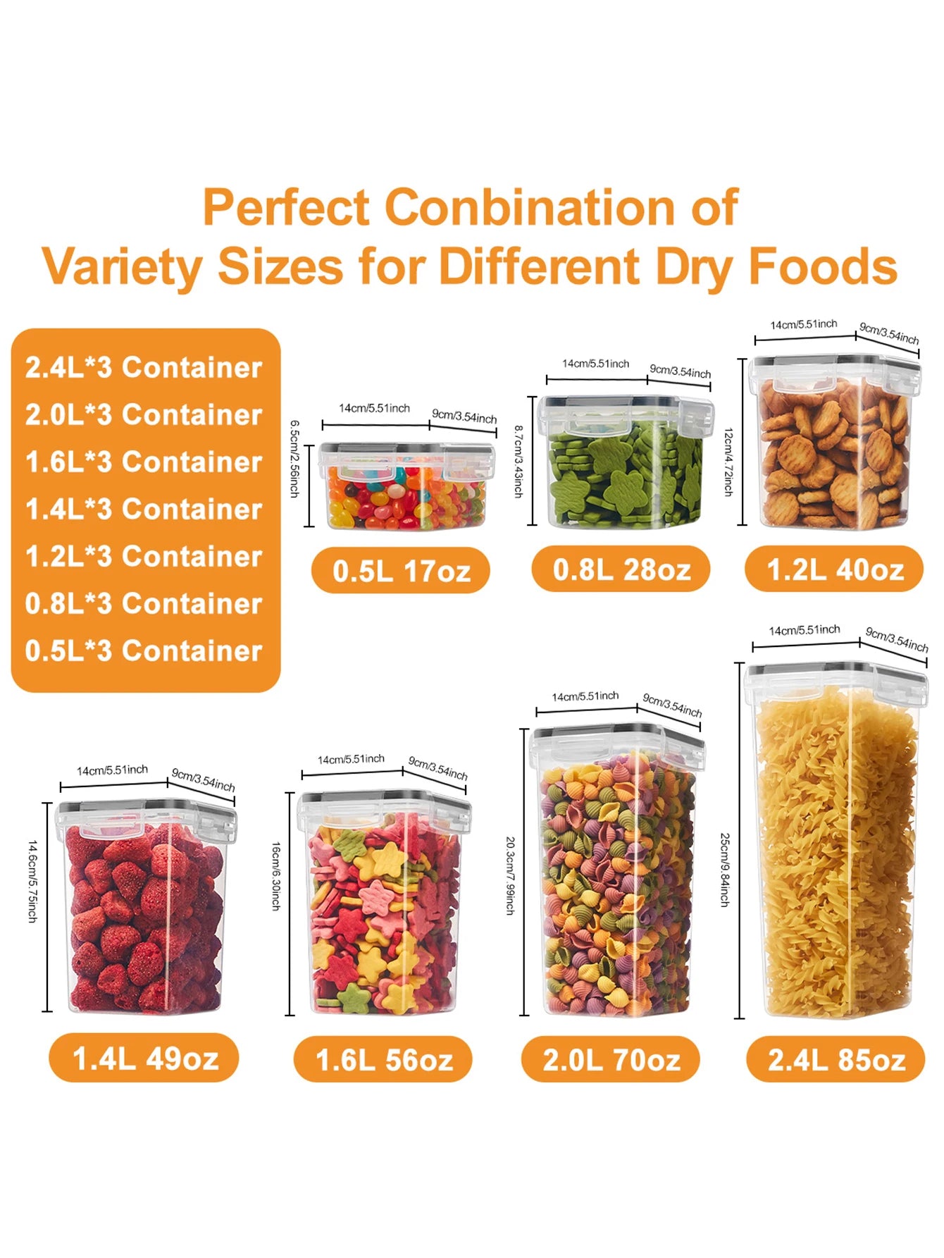 42pcs Sealed food storage containers with LIDS plastic kitchen pantry, dry cargo jars of lactose, grain, flour, sugar, labeled,