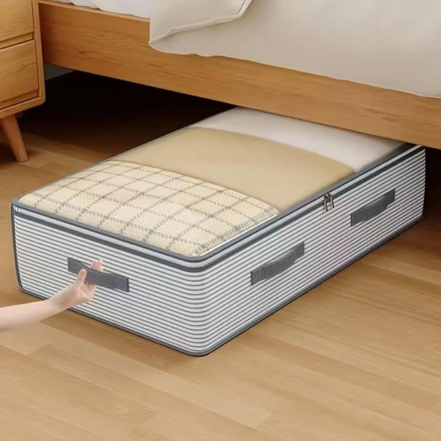 1pcs Under-Bed Drawer Storage Box, Flat Low-Profile Design with Sealed Lid, Spacious Capacity, Suitable for Clothing Toy Bedroom Clutter Reduction Long-Term Storage or Space-Efficient Organization