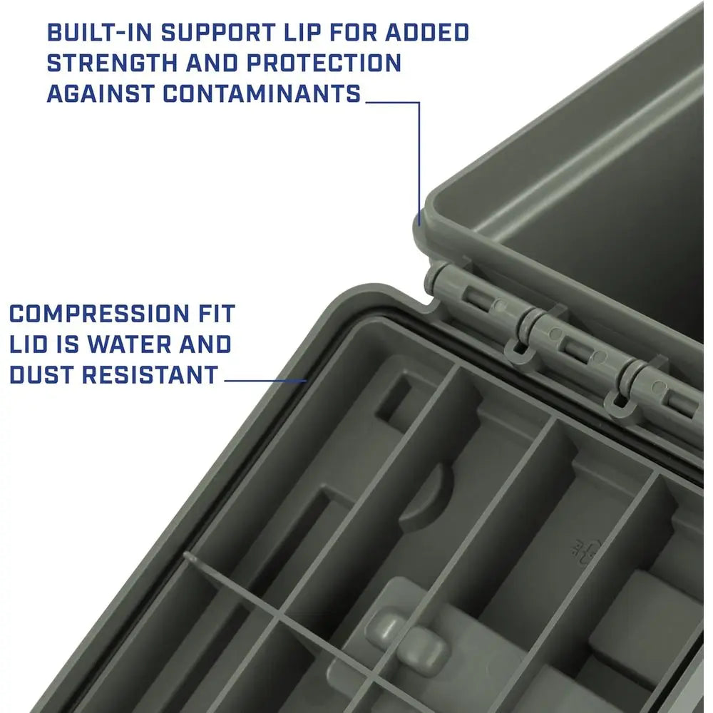 12713 Storage Bins With Lids, 2-Pack Stackable Storage Bins, Made in USA, Lockable and Water-Resistant Containers with Lids, Pla
