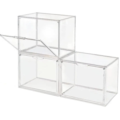 Clear Display Box Organizer Stackable with Magnetic Door Large Capacity Storage Box Purse  Showcase For Makeup Book Collectibles