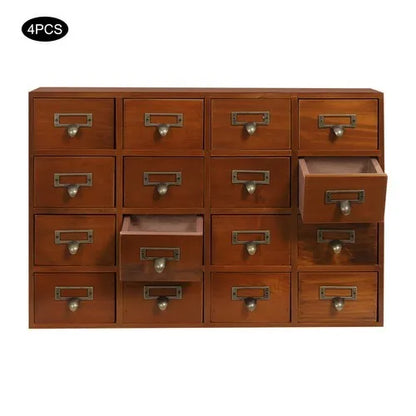 64 Drawer Storage Cabinet Pine Wood Tabletop Organizer Box for Home Office Craft Supplies Organization