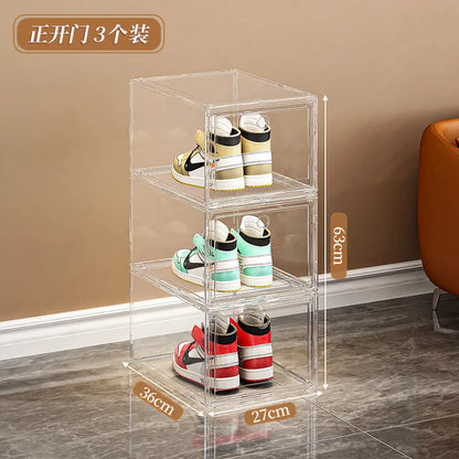 New Thickened Transparent Acrylic Shoe Box With Magnetic Flip Cover Dustproof Storage Box Multi-Layer Stackable Combinatio