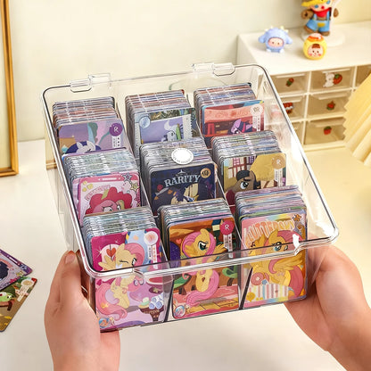 1pc nine grid transparent/semi transparent black card storage box multifunctional greeting card trading toy card display box