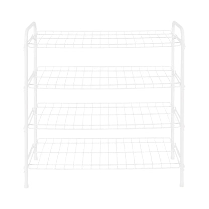 4-Tier Freestanding Steel Wire Shoe Organizer Rack Holds Up to 12 Pairs Sturdy Storage Solution Sneakers Loafers Flats Easy