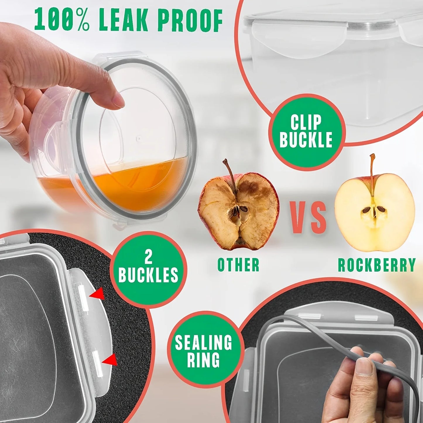 12pcs Food Storage Container Set With Easy-Snap Lids - Airtight Plastic Containers
